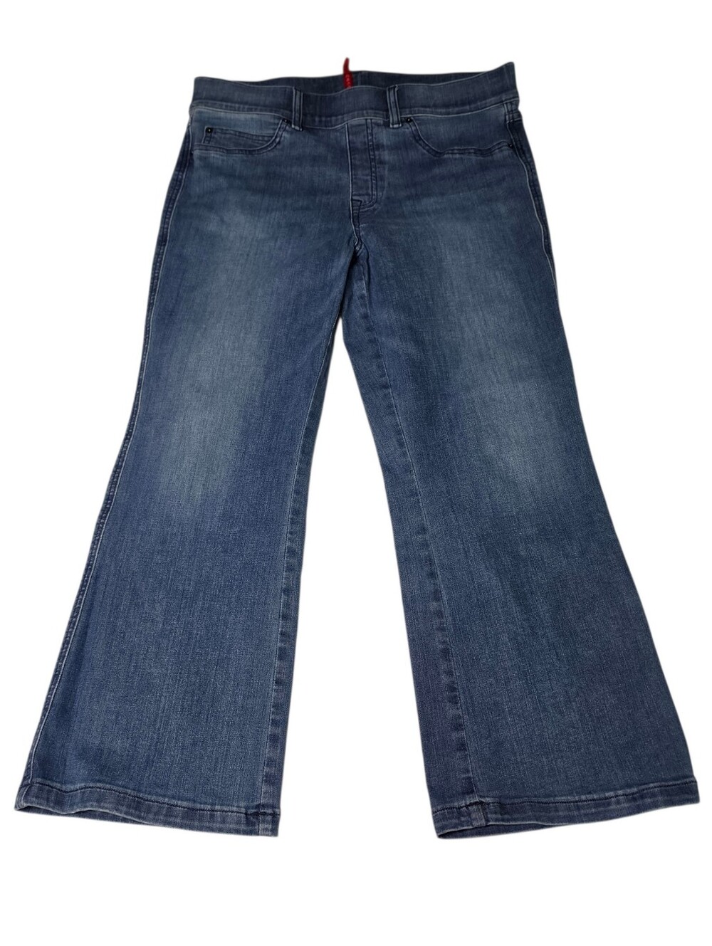 Spanx Kick Flare Crop Jeans Size L Petite Mid Rise Flare Leg Stretch Slip-On